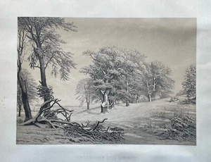 Antique Printmaking After Gotfred Rump 1816-1880 Wintermorgen IN Denmark - Picture 1 of 12