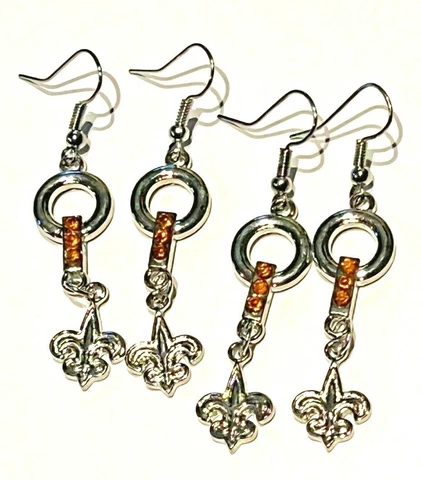 Two pair fish hook New Orleans Saints Earrings with crystals Cover