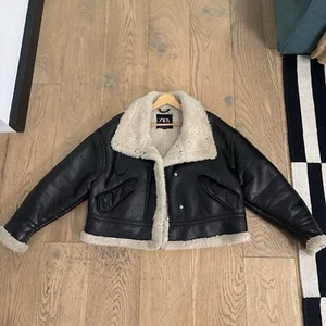 Zara double faced brown faux leather jacket Size MEDIUM SIZE - Picture 1 of 7