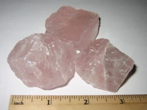 3 NATURAL ROUGH 1.3"-1.7" ROSE QUARTZ CRYSTAL STONES FROM MADAGASCAR ~ 163.6g *2 - Picture 1 of 1
