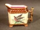 Antique Majolica Bird and Iris Footed Creamer Pitcher