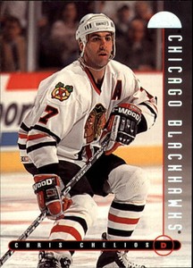 1995-96 Leaf Chicago Blackhawks Hockey Card #142 Chris Chelios