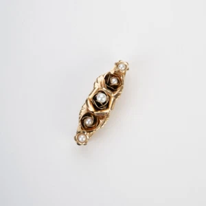 Vintage Antique Gold Pearl Pink Flower Brooch For Jacket Lapel Scarf Holder - Picture 1 of 8