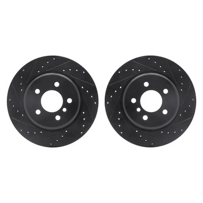 For BMW 535d 14-16 R1 Concepts Drilled & Slotted Rear Brake Rotor Set Foto 1 de 3