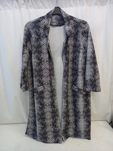 ❤️ Yours Black Animal Print Duster Style Coat Size 16 Vgc - Picture 1 of 7