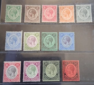 BRITISH HONDURAS 1922 KG V 1c to $5 SG 124 - 137 Sc 92 - 104 set 13 MLH - Picture 1 of 2