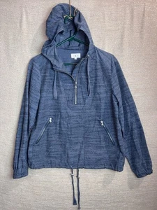 Lou & Grey Size XS Oversize Blue Gray Zip Up Hooded Lightweight Jacket  - Picture 1 of 6