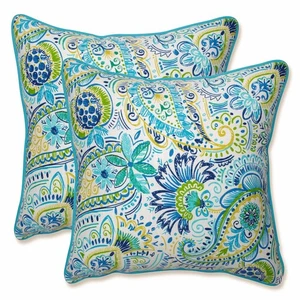 Paisley Indoor/Outdoor Accent Throw Pillow, Plush Fill, Weather, and Fade Res... - Picture 1 of 6