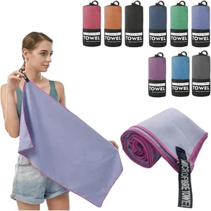Microfiber Towel Compact Fast Drying Travel Sports Gym Beach Camping Swimming - Picture 1 of 16