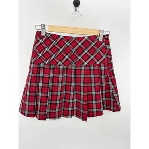 Falda a Cuadros American Eagle Mujer Talla 0 Roja Colegiala Despistada Preppy Plisada - Imagen 1 de 8