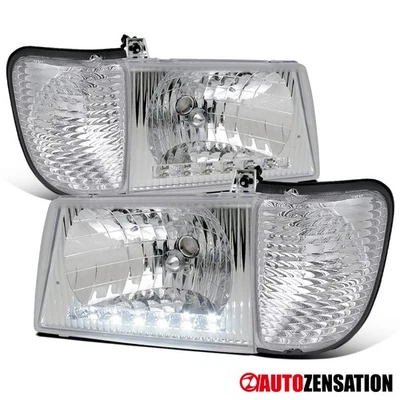 Fit 1992-2006 Ford E150 E250 E350 LED Strip Headlights+Corner Turn Signal Lamps - Image 1 of 4