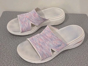 Skechers Arch Fit Go Pastel Pink Aqua Purple Serene Slide Womens size 10 Sandals - Picture 1 of 4