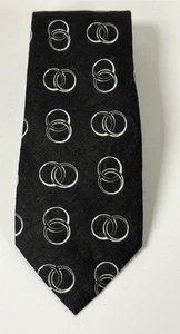 Corbata Paul Stuart Phineas Cole Negro Patrón Anillo Lino Cuello Nueva con Etiquetas - Imagen 1 de 4