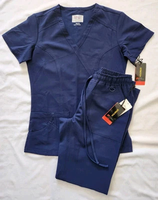 Nuevo con etiquetas Conjunto Médico y Pantalones BeverlyHills Uniforms BHU Para Mujer Talla XS Azul Marino Foto 1 de 4