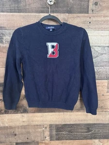 Brooks Brothers Kids Sweater Boys Size L Cotton Blue V-Neck Contrast Trim Preppy - Picture 1 of 2