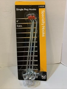 Bulldog Single Peg Hooks Specialty Hooks 6” Pack 3 Chrome W/rubber Tip Brand New - Picture 1 of 13