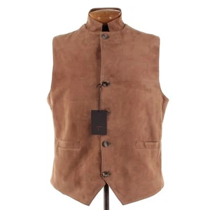 Rifugio NWD Vest / Bodywarmer Size 54 (XL US) In Light Brown Suede Handmade - Picture 1 of 13