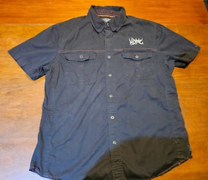 Camicia nera Harley Davidson con loghi ricamati e bottoni a pressione perlati, taglia XL - Foto 1 di 4