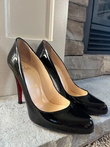 Christian Louboutin Patent Leather Heels - Black, Size 38 - Picture 1 of 4