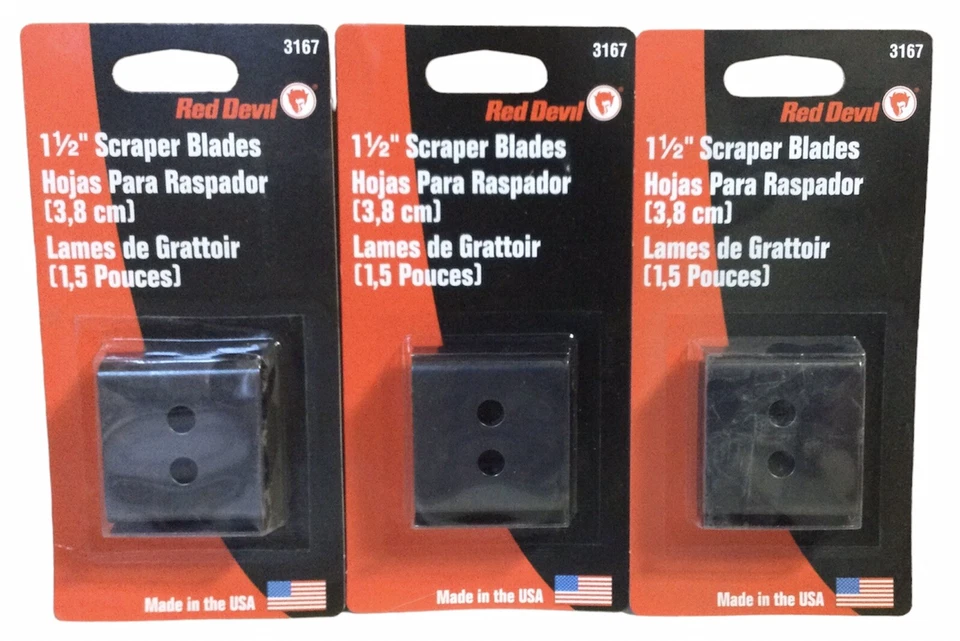 3pk 3167 Red Devil 1-1/2” Scraper Blades 2ct Packs for Scraper #3140 Double Edge - Image 1 of 1