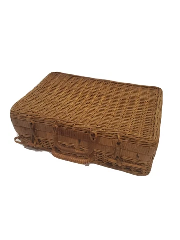 Vintage Wicker Picnic Basket Ratan Small Tote Cover