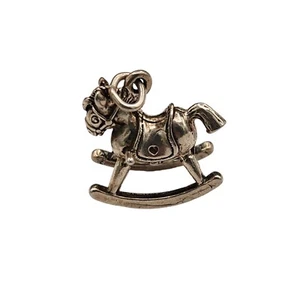Sterling Silber Charm Schaukelpferd Babyparty Geschenk Kind Reitsport Rennen  - Bild 1 von 4