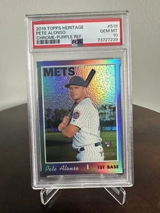 2019 Topps Heritage Purple Chrome #519 RC Pete Alonso Hot Box PSA 10 - Picture 1 of 2