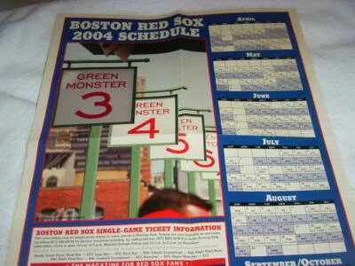 Boston Red Sox 2004 schedule poster - Image 1 of 3