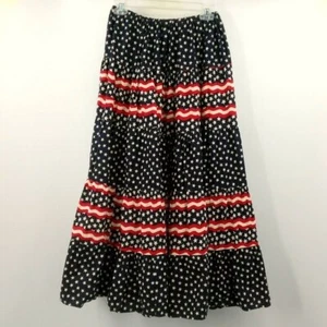 Vtg Cactus Flower Stars Stripes Maxi Skirt One Size Blue White Red 4th July USA - Picture 1 of 7