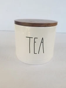New RAE DUNN Artisan Collection "TEA" 4” Canister With Wood Lid - Picture 1 of 4