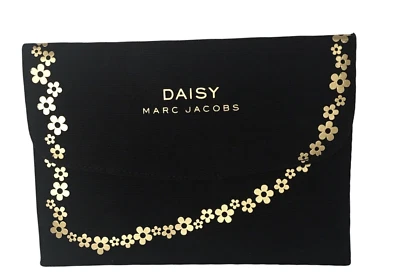 MARC JACOBS Daisy Black Pouch  Clutch  Bag Purse Gold flowers NEW! Authentic  - Image 1 of 4
