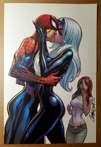 Black Cat Kissing Kiss Spider-Man Marvel Comics Poster by J Scott Campbell - Picture 1 of 1