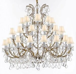 CHANDELIER CRYSTAL LIGHTING EMPRESS CRYSTAL (TM) CHANDELIERS WITH WHITE SHADES!