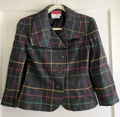 Chaqueta Blazer Vintage Oscar De La Renta Studio I.Magnin Cuadros Talla 10 Foto 1 de 4