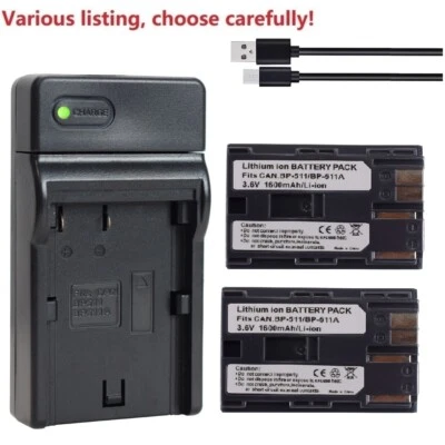 BP-511 Battery or charger for Canon EOS 10D 30D 300D 50D MV300i MV400 MV450 300D - Image 1 of 4