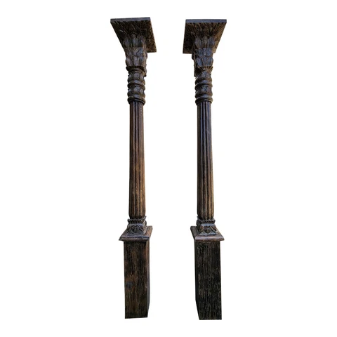 ARHAUS hand carved Decorative Teak Column - Dark Brown Cover