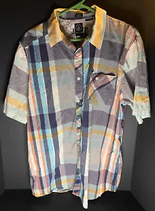 Volcom Mens XL Slim Fit Coupe Button up Plaid Casual Skate Shirt - Picture 1 of 5