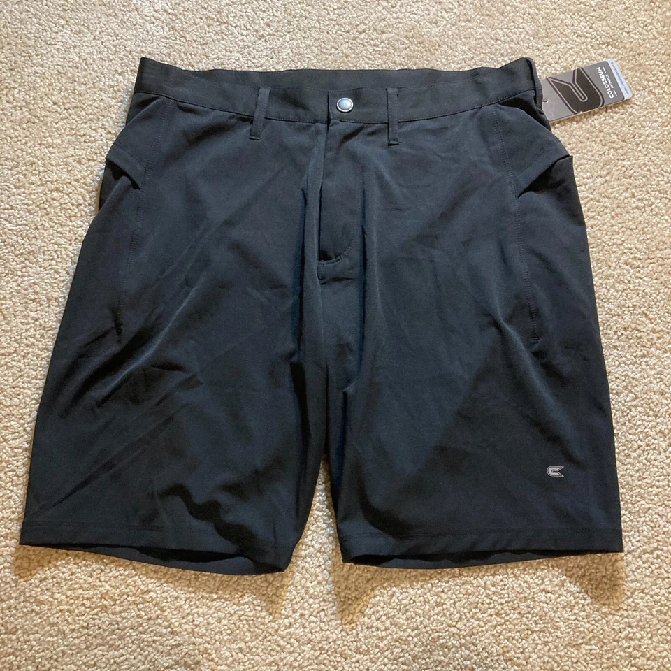 NUEVO Pantalones Cortos Tecnológicos Colisseum Para Hombres Talla 32 Negro Poliéster - Nuevos con Etiquetas Foto 1 de 4