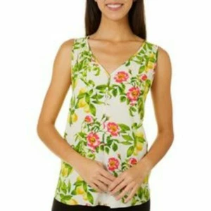 LE KATE womens sleeveless top lemon casual palm flower small pretty clearance - Picture 1 of 1