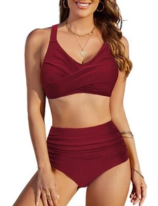 Bikini Sets for Womens High Waisted Two Piece Swimwear Tummy Control Swimsuit... - Picture 1 of 8