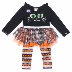 LITTLE LASS Toddler Girl 3T Halloween Kitty Tutu Leggings Set NWT - Picture 1 of 1