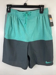 Nike Mens Small Split Volley Swim Shorts Trunks 8” Inseam Elastic Green - Picture 1 of 9