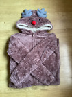 Loungeable Reindeer One Piece Body Suit Soft Brown Plush Fabric Size Small