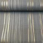 Charcoal Light Mid Grey Metallic Gold Wave Stripe Textured Vinyl Wallpaper Heavy