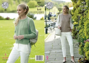 Para mujer Lacy Suéter y Deslizante Damas Doble Tejido Patrón King Cole DK 4937 - Imagen 1 de 3
