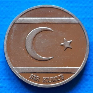 Turkish Cyprus 1 kurus 2015 Crescent Moon unusual coinage - Picture 1 of 2
