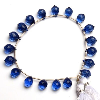 Tanzanite Color Quartz 10x7 mm Size Faceted Teardrop Briolette 7" Strand - Image 1 of 4