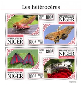 Niger - 2021 Moths, Cinnabar, Giant Leopard - 4 Stamp Sheet - NIG210318a - Imagen 1 de 1