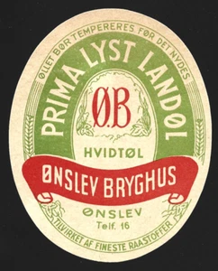 Brewery ØNSLEV Bryggeri Onslev, DENMARK Authentic Old beer label - Picture 1 of 2