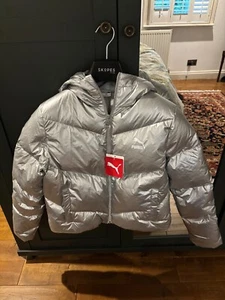 Silver Puffer Jacket New with tags M (8-10) - Picture 1 of 5